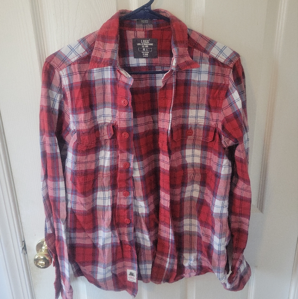H&M Fitted Long Sleeve Button Down, Women's Size S, Plaid
